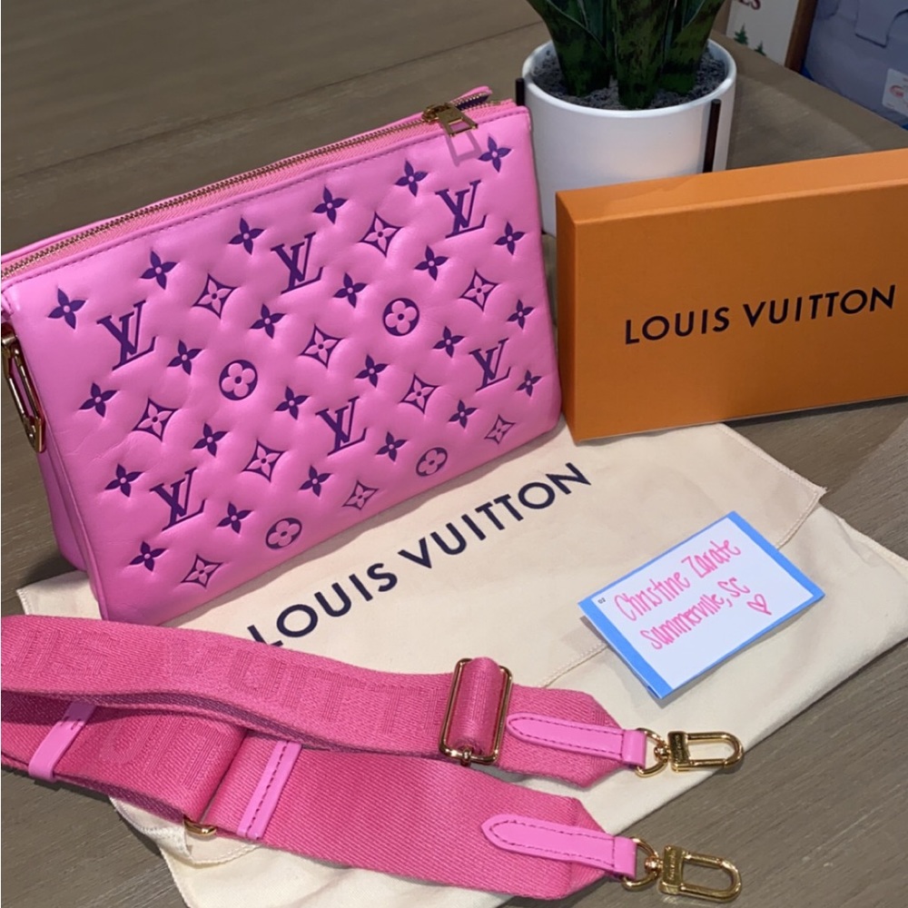 Louis Vuitton Lambskin Embossed Monogram Vuittamins Coussin PM Rose Violet